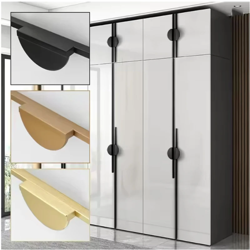 Modern Golden Semicircle Cabinet Handles Solid Aluminum Alloy Kitchen Handles Pulls Simple Dresser Drawer Knobs Furniture Handle