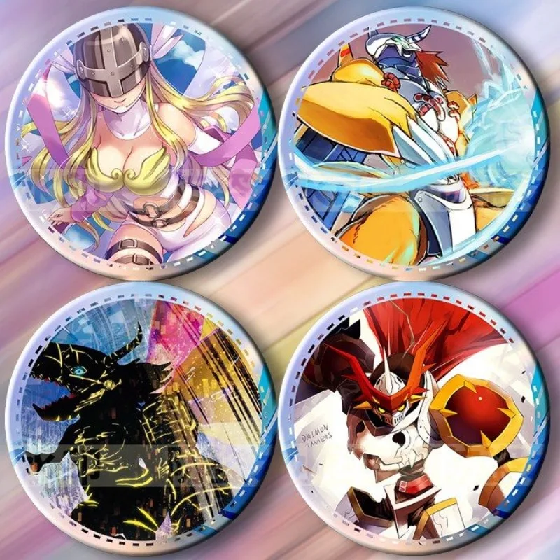 Digimon Adventure Agumon Angewomon 2D Cartoon Animation Peripheral Creative Badge Brooch School Bag Accessories Gift Wholesale