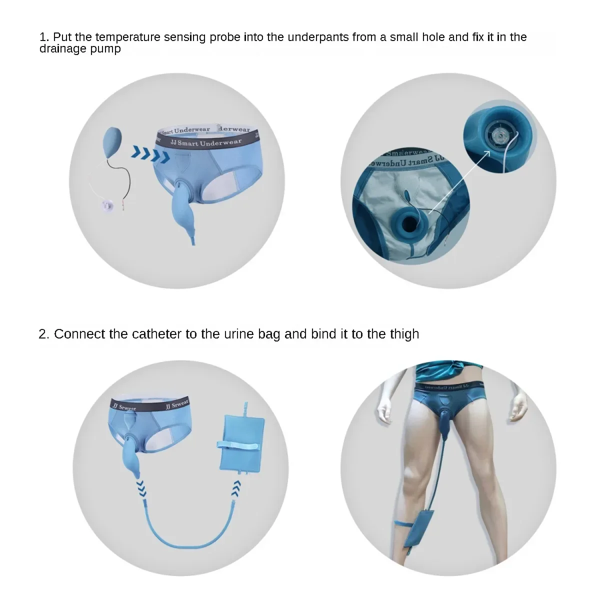 Reusable Male Silicone Urinal for Elderly Men, Standing Wearable Comfort Pee Bag, Portable Collection System, Incontinence Pants