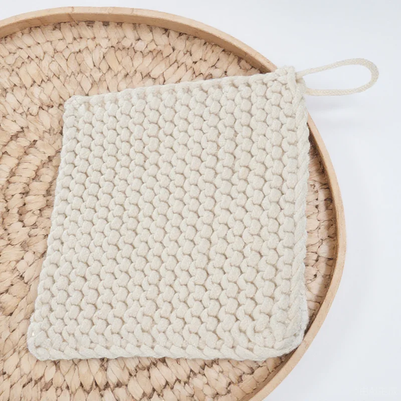 Posavasos de algodón tejido, almohadilla de mesa resistente al calor, portavasos, cojín para olla, decoración de platos, vajilla de cocina, suave, antideslizante, fácil