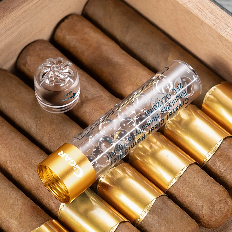 Portable Transparent Crystal Gel Moisturizing Jar for Cigars with Humidity Beads for Maintain Constant Cigar Humidity