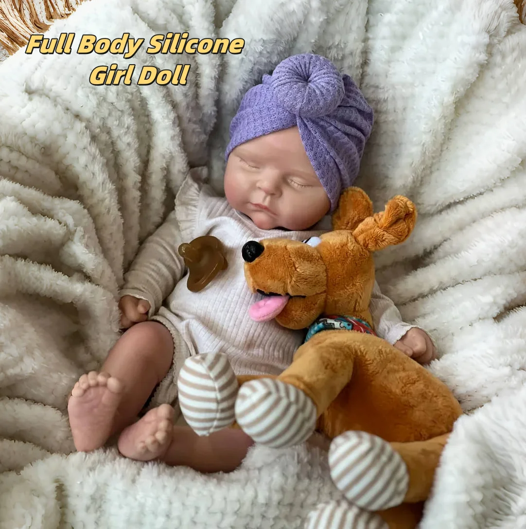 

18Inch/45CM Sleeping Peaches Silicone Girl Doll With Bald Soft Touch Feeling Waterproof Flexible bebê reborn doll Toy For Kids