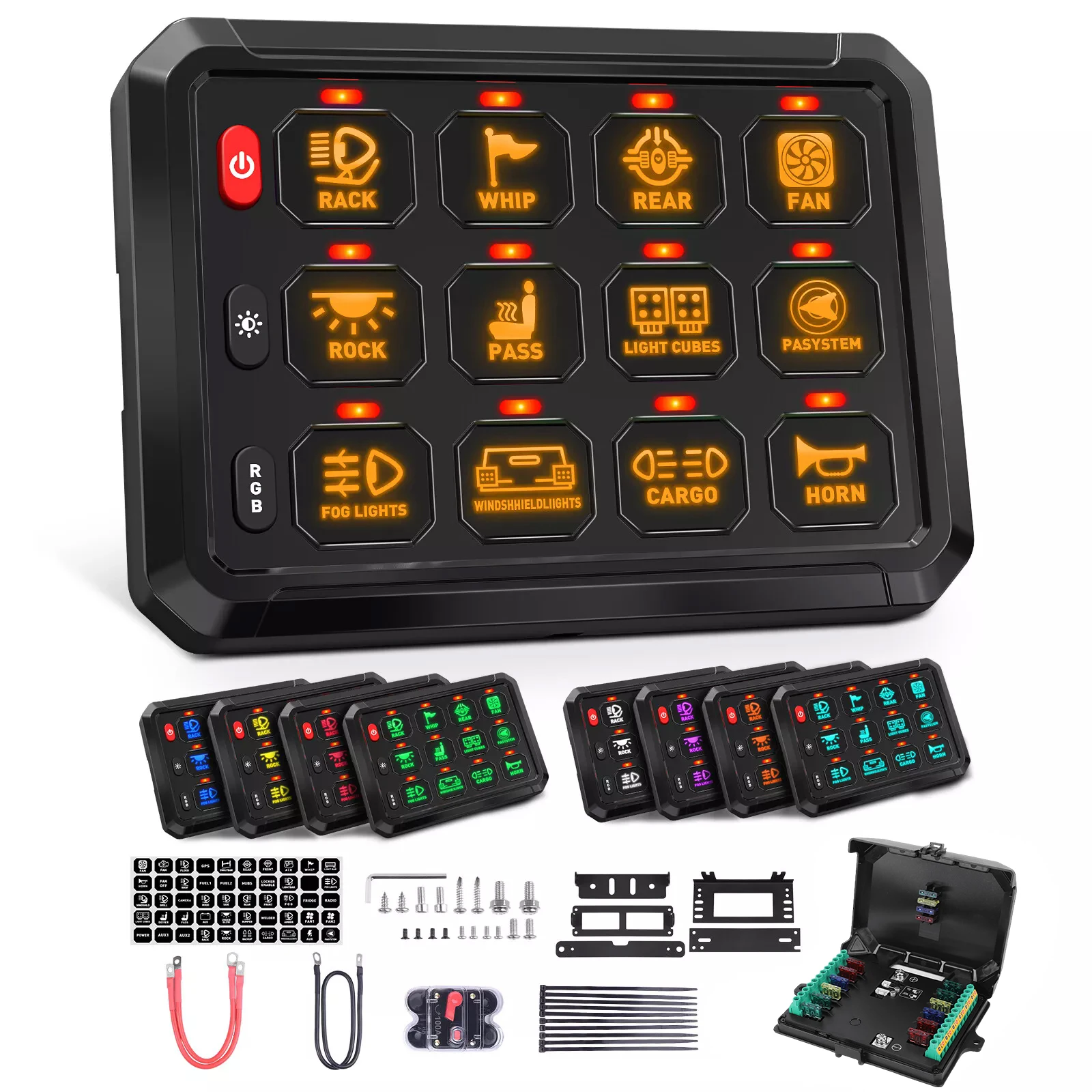 

Caravan Control Panels 12/24V Car Touch Switch Panel DIY Backlit Universal Circuit Control Panel for LED Light Bar