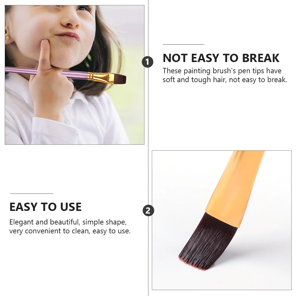 

10Pcs Oil Painting Brushes Nylon Wool Violet Handle Premium Solid Wood Holder Durable Multi-Function Watercolor Gouache Set