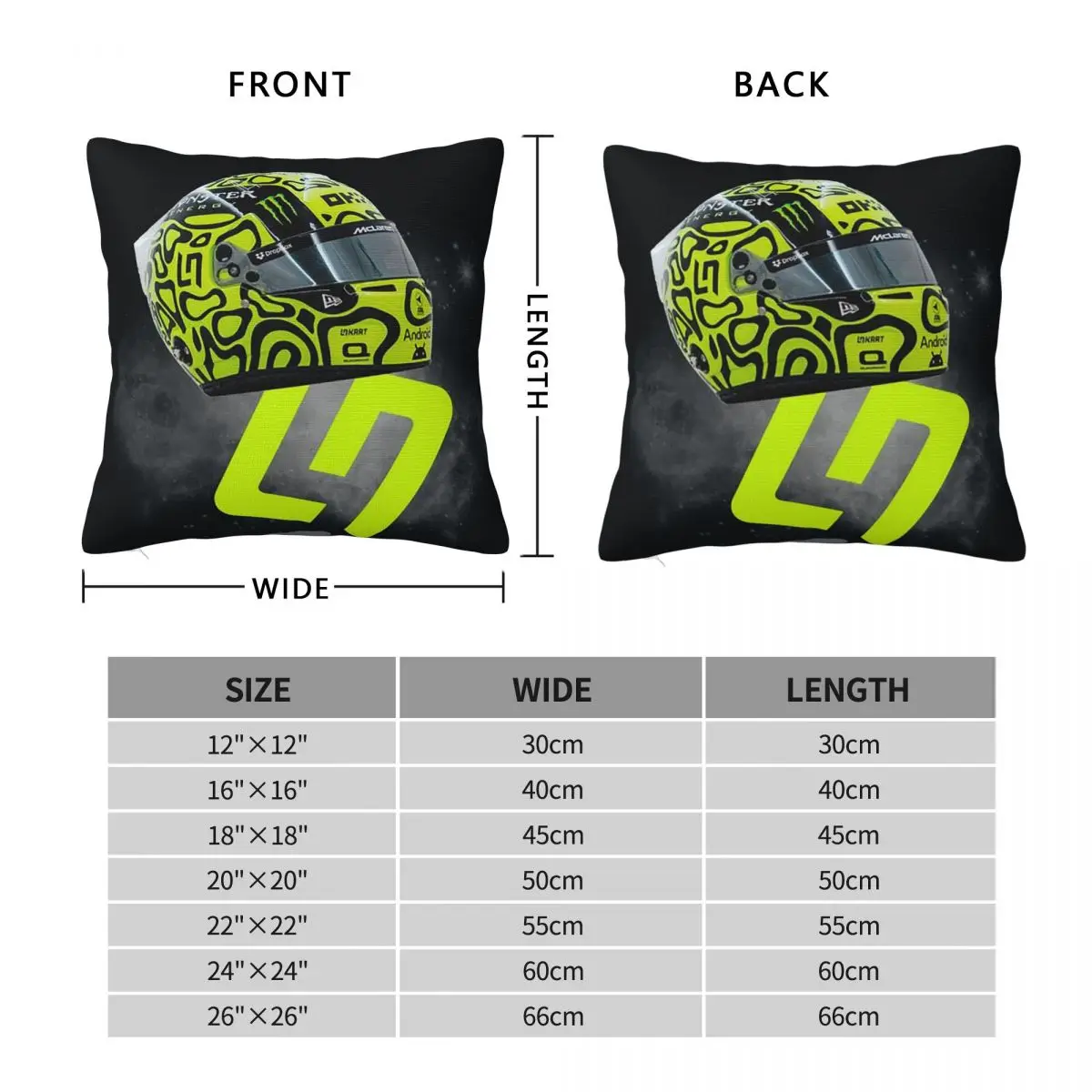 غطاء وسادة مربع من Lando Norris غطاء وسادة من البوليستر بسحاب ديكور مريح لغرفة المعيشة المنزلية