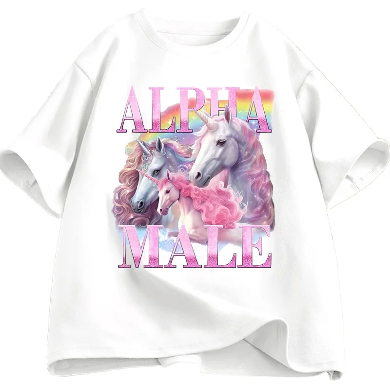 Alpha mâle licorne drôle T-shirt ferrique Vintage bizarre Meme T-shirt à manches courtes graphique t-shirts décontracté vêtements d'été été