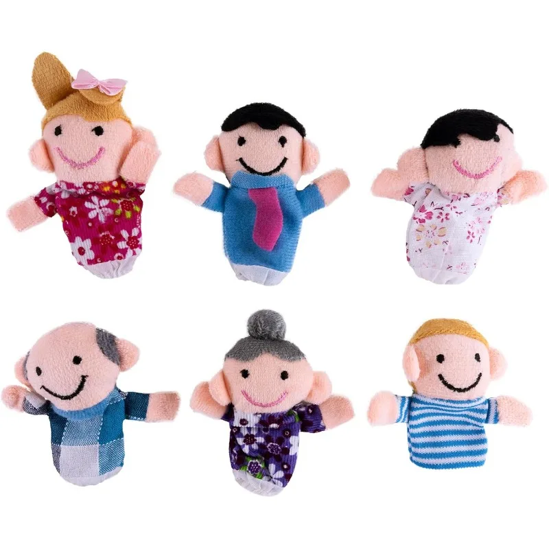 Cloth Velvet Puppets Finger Puppet Set 6 People Family Members Finger Puppets Set Story Time Party Favors for Kids Gifts