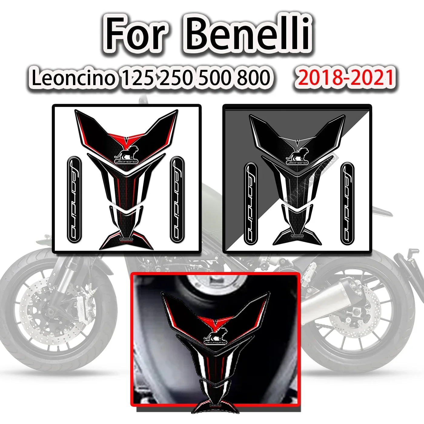 Adesivos protetores de carenagem para motocicleta, adesivos para benelli leoncino 125 250 500 800, almofada para tanque de combustível, emblema, logotipo 2018-2021