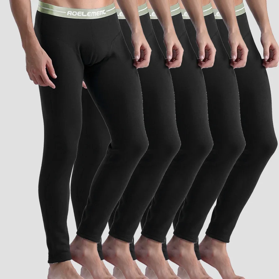 

5pcs Autumn and winter underwear men's long Johns thick plush single slim leggings youth cotton pants warm pants