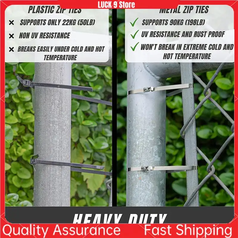 100 PCS Zip Ties Heavy Duty Multi-Purpose Self-Locking Cable Ties Silver 304 Stainless Steel For Machinery 4.6X300mm
