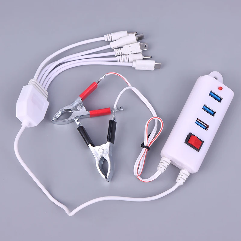 All-in-One 3 USB Clip Charger with Switch; Universal Battery Mobile Phone Power Source