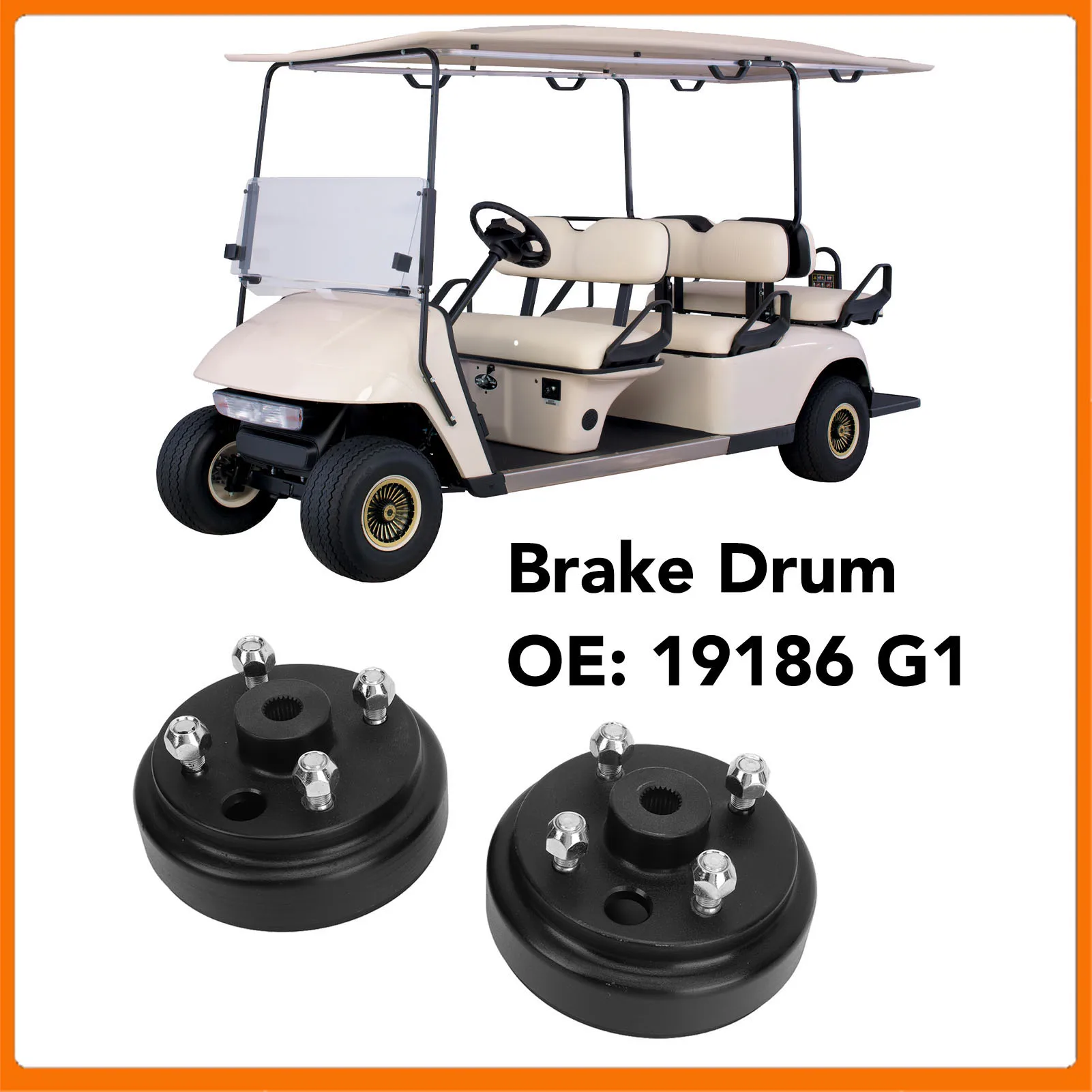 

2PCS Brake Drum Hub Assembly 19186 G1 Replacement For E‑Z‑GO 2‑Cycle Gas Vehicles 1982 to 1993 19186 G1 Brake Hub Drum Kit