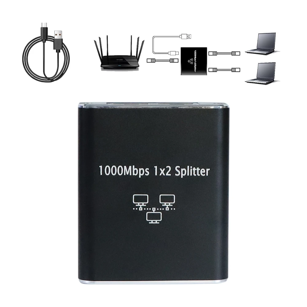 1 في 2 شبكة الفاصل 1000Mbps RJ45 محول جيجابت محول الإنترنت إيثرنت 8P8C موسع التوصيل التمديد