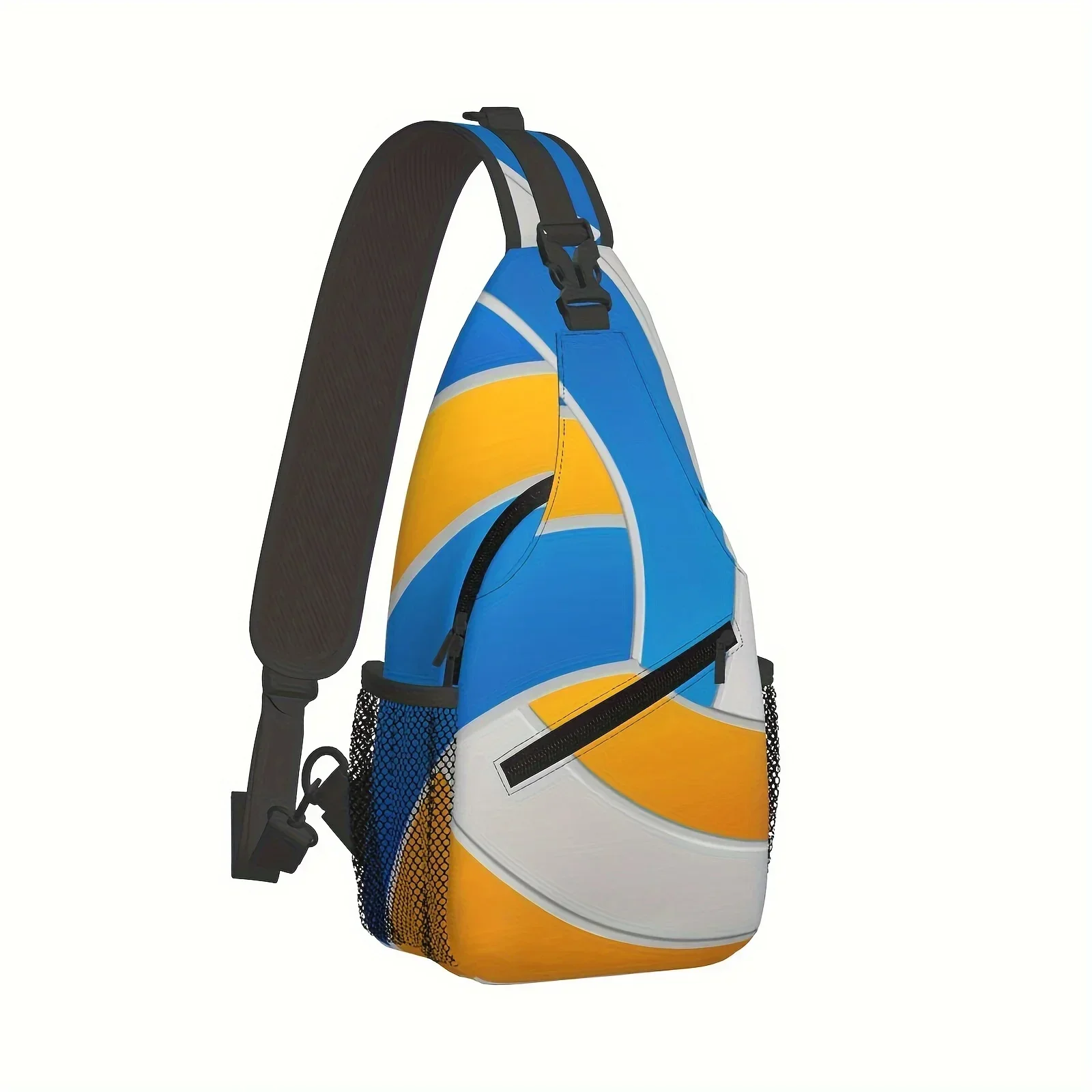 Custom Ocean Blue Volleyball Sling Bag - Adjustable & Multi-Pocket Crossbody Chest Pack, Durable Polyester, Machine Washable