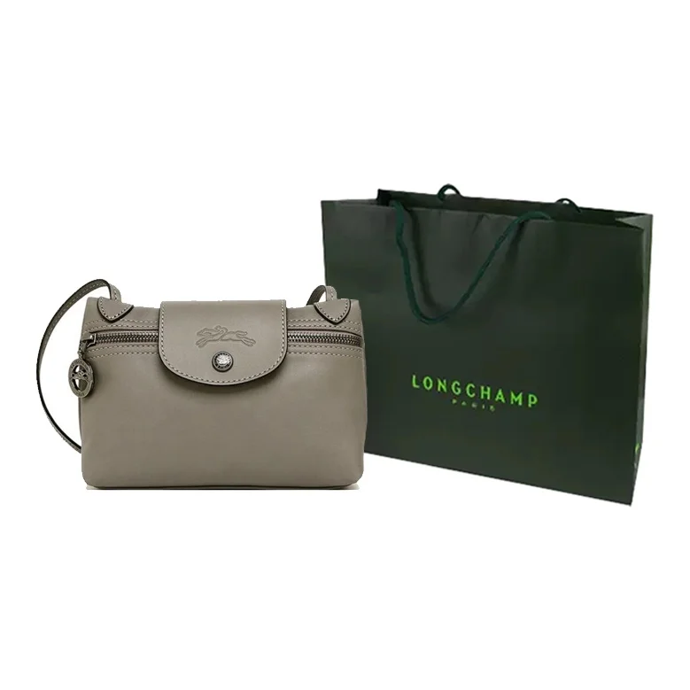 LONGCHAMP Le Pliage Xtra Cow Leather Pochette, Shoulder Bag, Crossbody Bag Women's Dove Color 10188987P55