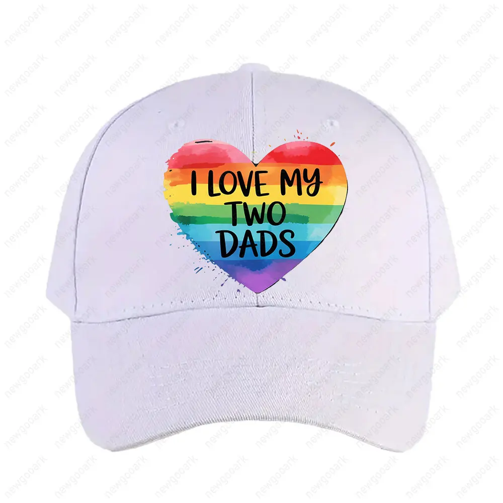 I Love My Two Dads LGBT Flag Lesbian Pride Parades Rainbow Cap Woman Man Adult Adjustable Printed Baseball Caps Trucker Cap