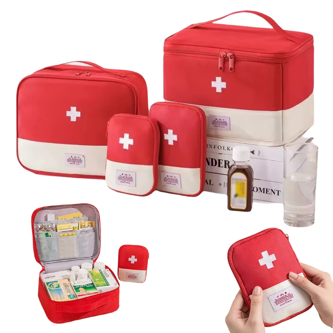 

Waterproof & Moisture-proof Thickened Medicine Pillboxes Large Capacity Layered Family First Aid Kit Storage Bag Pill Organizer