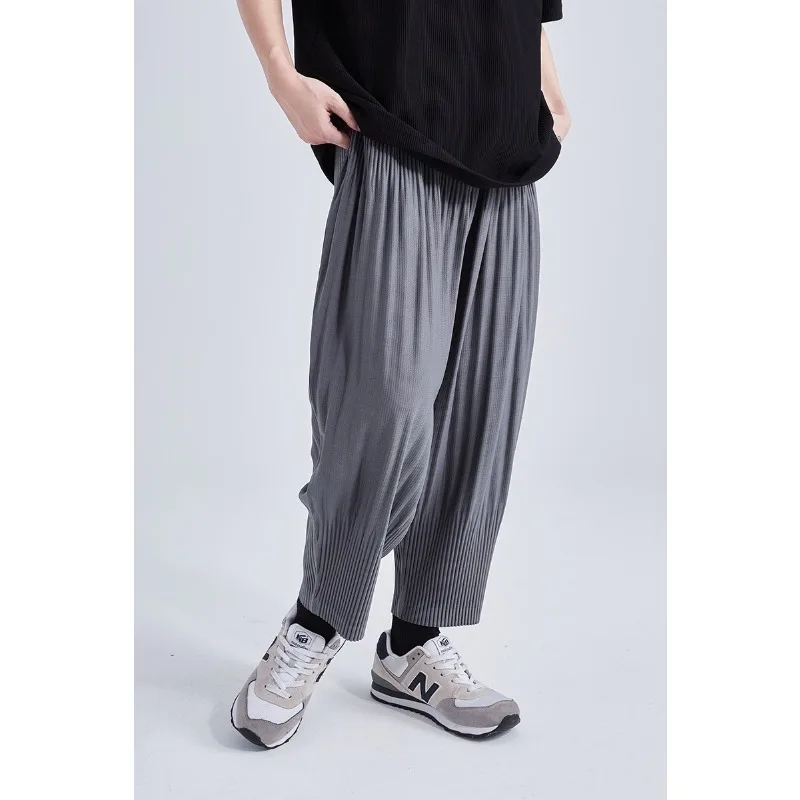 Miyake Original Men's Pleated Lantern Pants 2025 Spring Summer Haren Trousers Men's Pants Loose Casual  Nine-minute Pants