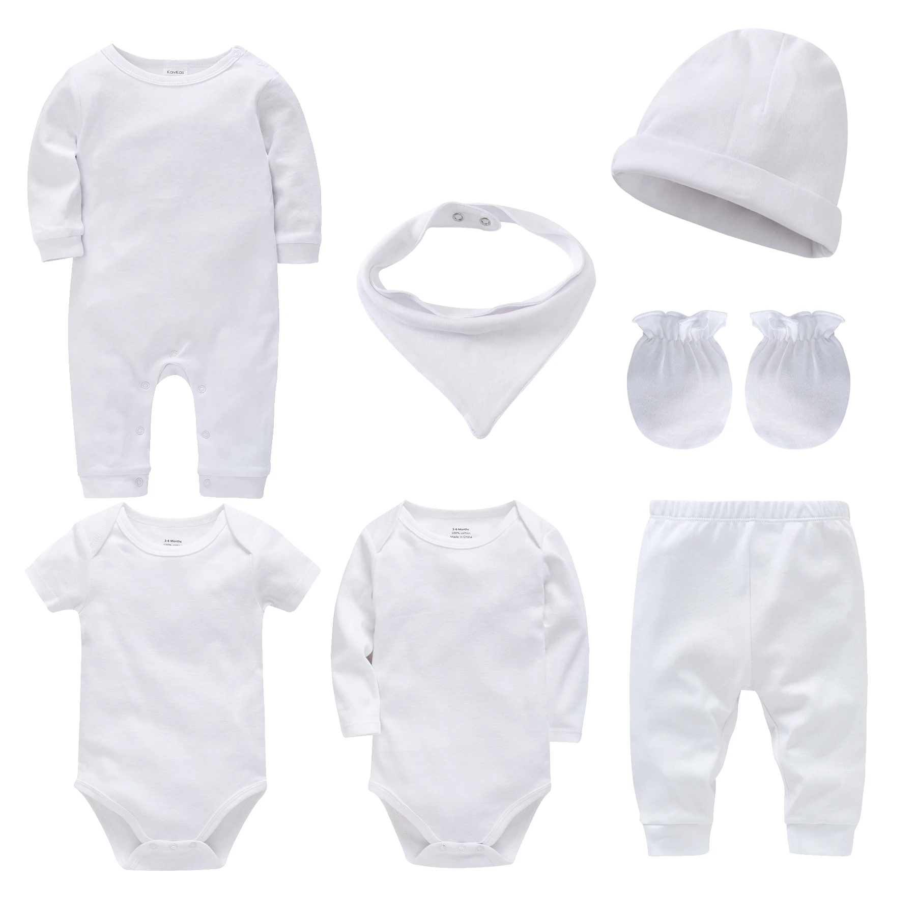 Unisex Baby Clothes Set 7 Pcs/lot Newborn Cotton Rompers Solid Overalls 0-12 Months Infant Clothing