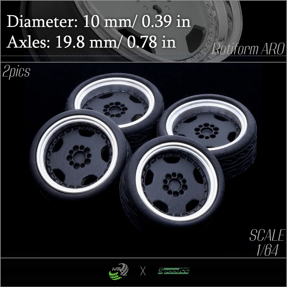 SCG 1/64 Model Car Wheels Rotiform ARO Refitting Parts Diameter 10 or 11 mm For Racing Vehicle Toy Luxury Parts Hotwheels Tomica