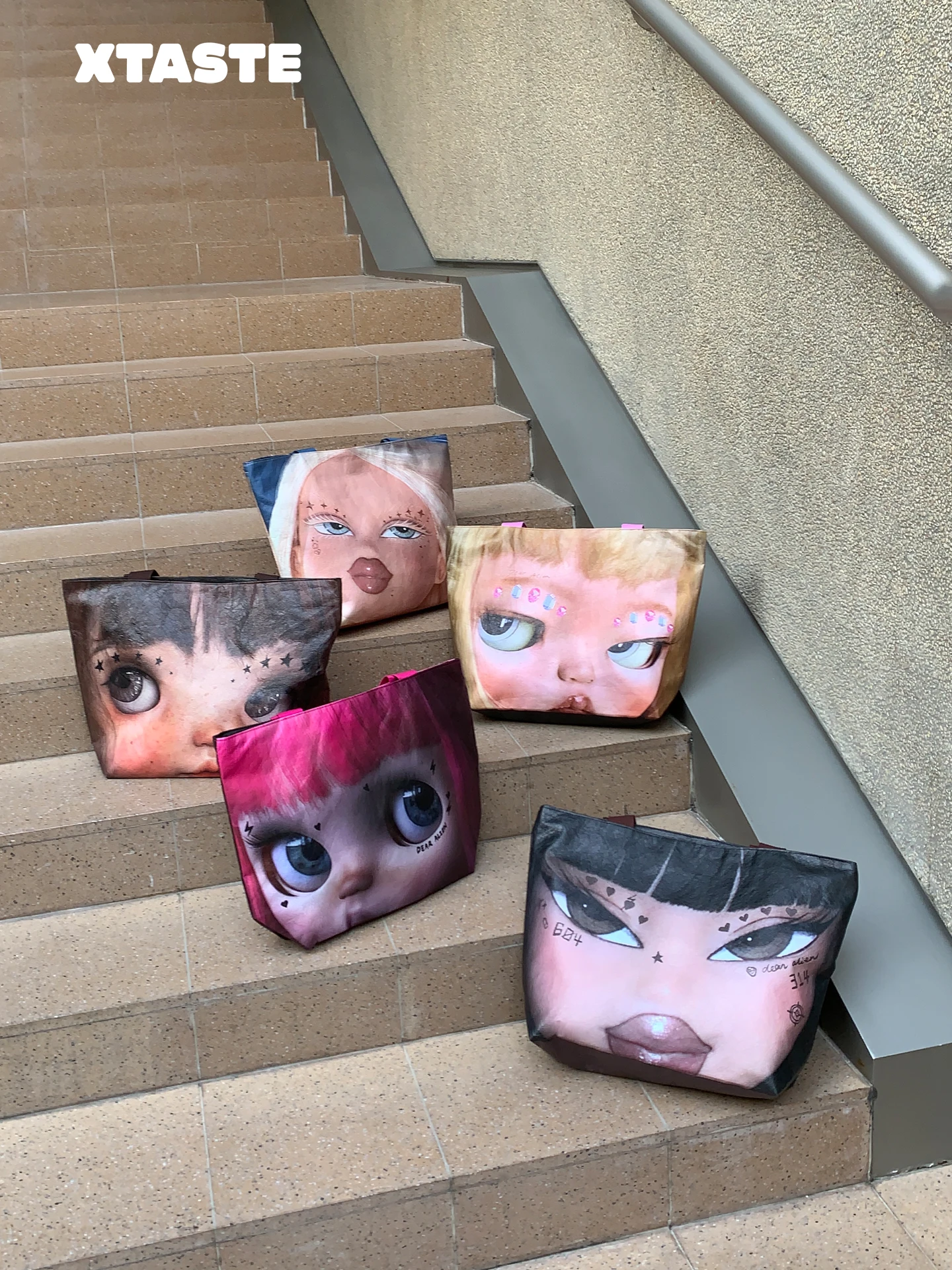 

XTASTE DEAR ALIEN Sweet Cool Girl Large Capaci Commuter Versatile Handbag Tote Bag Single oulder Bag for All Seasons