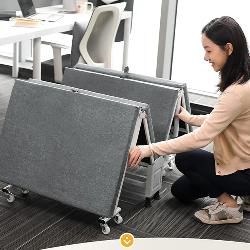 Household 220v Office Lunch Break Folding Bed Portable Escort March Bed Simple Household Nap Single Latex Bed
