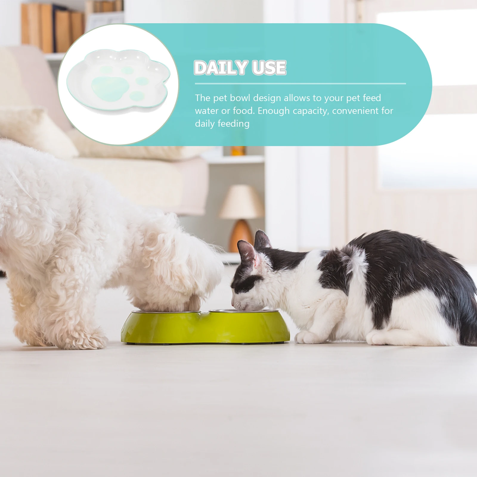 

Ceramic Bowl Pet Feeding Tool Non-Slip Round Edge Puppy Food Bowl Indoor Cat Feeder Pet Supplies Kitten Paw Feeder