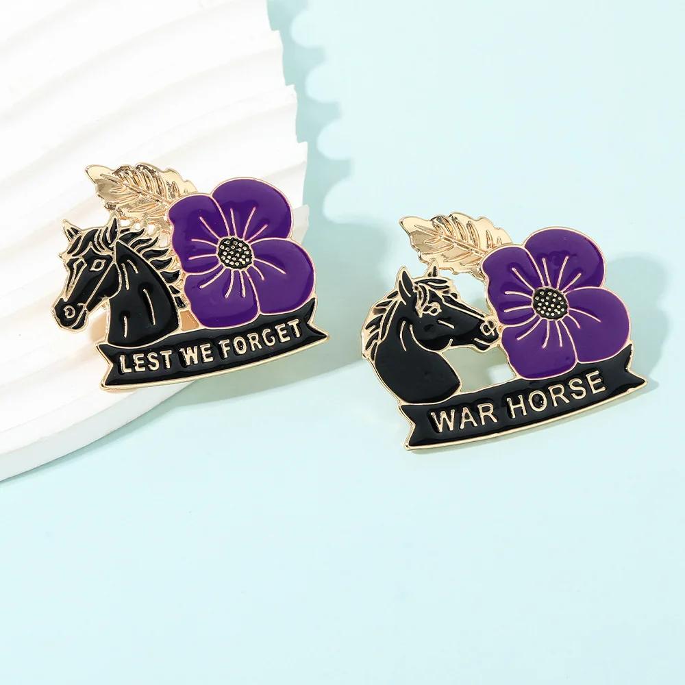 Commemorative brooch creative personality war horse purple poppy clothing decoration