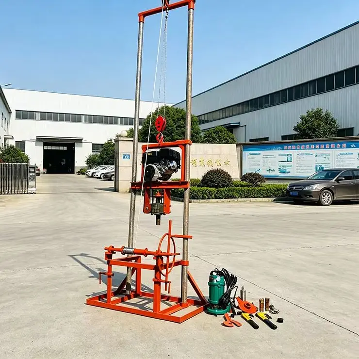 Customized 80m Portable Petrol Water Well Drilling Rig Small Manual Borehole Drilling Machine Light Weight Easy Operation