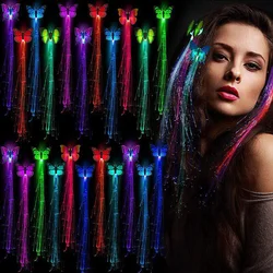 Women Colorful Butterfly Light Braids Barrettes Glowing Flash LED Hair Braid Clip Haripin Wigs Ligth Up Party Hair Accessories