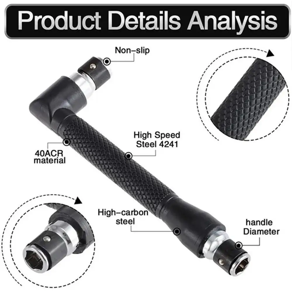 Mini Double-Ended L-Socket Wrench 6.35mm Wind Screwdriver Head Extension Rod Handle Utility Tool