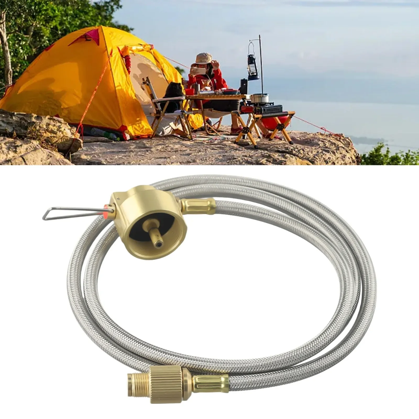 Camping Stove Gas Tank Transfer Hose  Propane Cylinder Coupler with Self Sealing Function  Easy and Safe Transfer  108cm Length