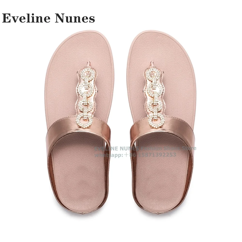 

Rhinestone Clip Toe Slip On Slippers Flat with Casual Comfortable Thick Sole Couple Sandals 2024 Summer Fashion Slides Concise