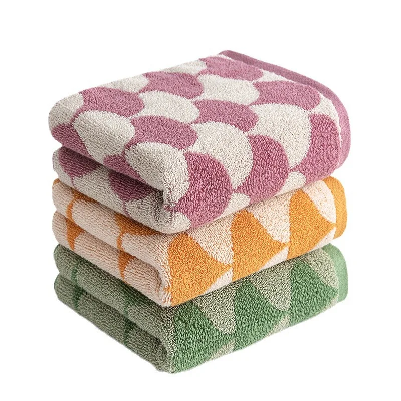 Jacquard Cotton Towel Set - Absorbent Terry Washcloths Travel Sport Towel Covers Hair Towels 1/4/6PCS for Home Wholesale