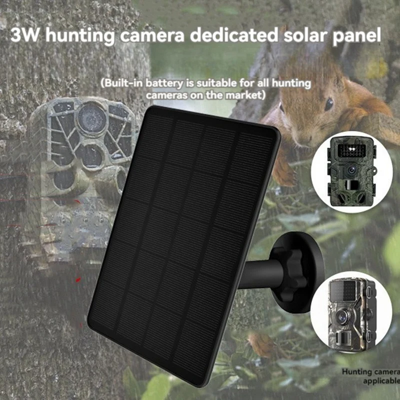 3W Trail Camera Solar Panels Portable Solar Panel Build-In 5000Mah Battery Compartment IP65 Waterproof Hunting Accessory