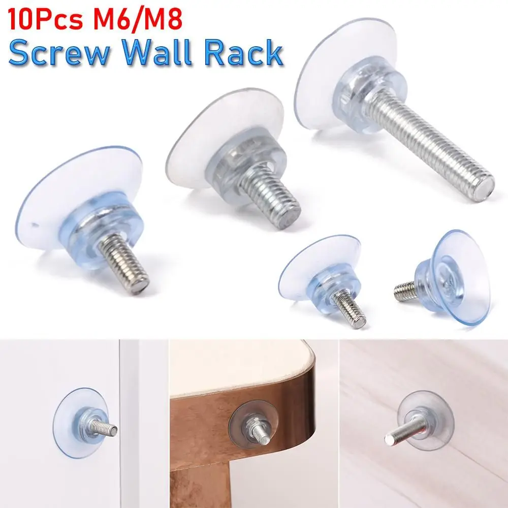 10Pcs M6/M8 Screw Rubber Suction Cup Transparent Suckers Turn Nut Glass Table Tops Storage Tool Hooks