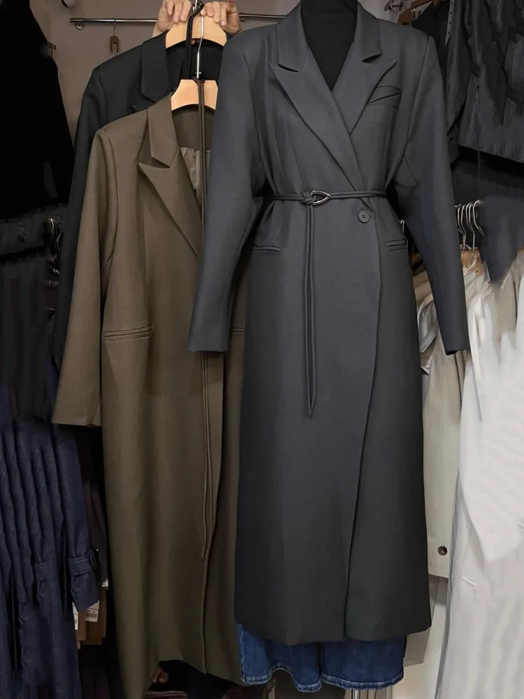 CiCi 2025 الخريف الشتاء خندق معطف للنساء معطف طويل مع حزام أنيق الوقوف طوق في الهواء الطلق يندبروف سترة للاستخدام اليومي #6