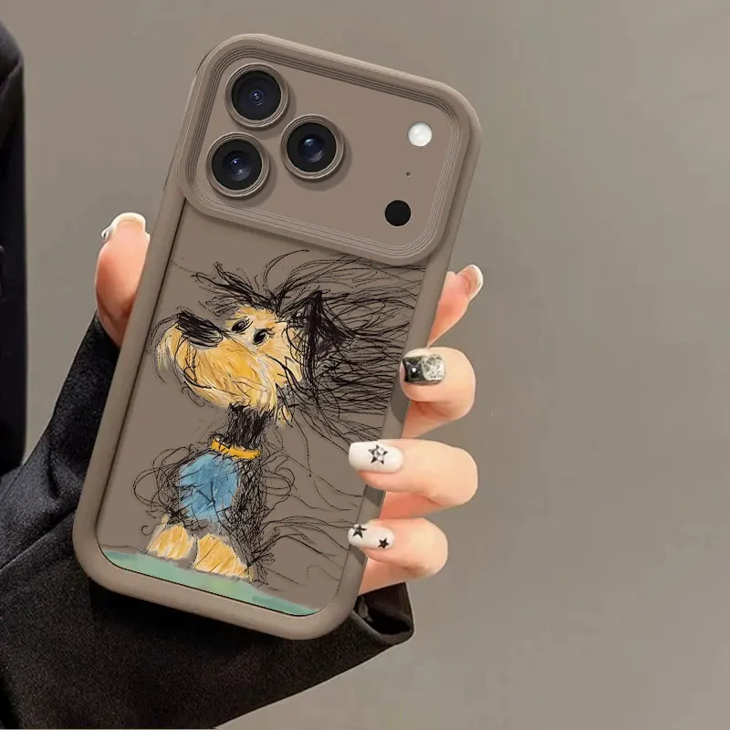 Flexible Silicone Case For iPhone 17 Pro Max iPhone 17 Pro Protective Cover Shockproof Plush Toy Dog Print Pattern Fundas