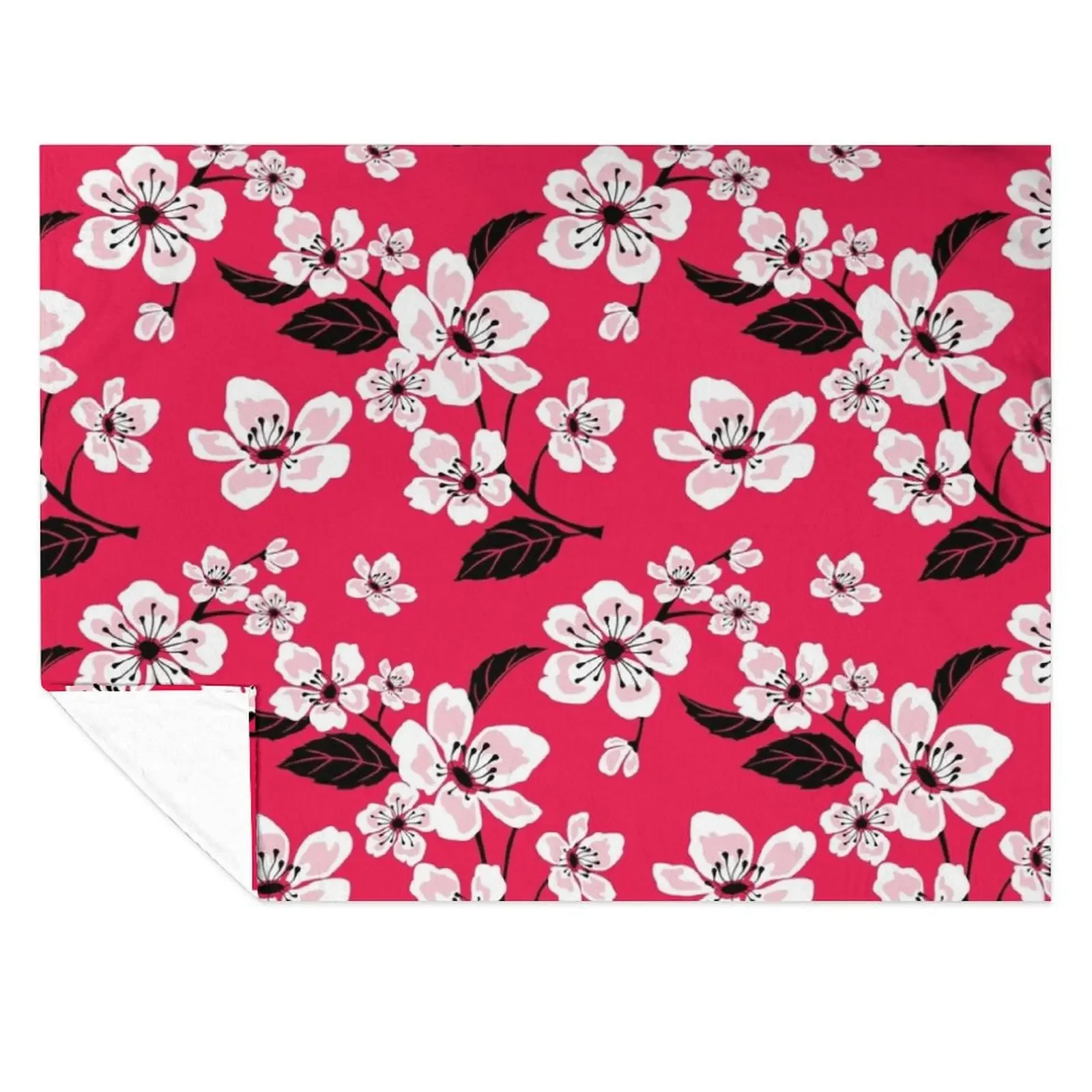 

Pink Sakura Cherry Tree Flower Blooms - Aloha - Hawaiian Floral Pattern - Trendy Flower Prints Throw Blanket
