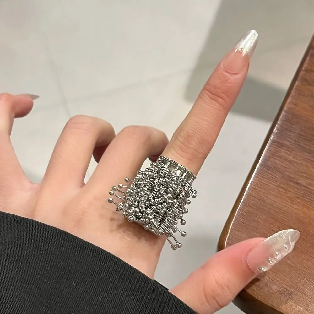Design Open Index Finger Ring Chunky Style Exaggerated Design Finger Jewelry Geometric Shape Multilayer Chain Open Rings For Men