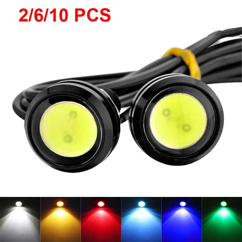 2/6/10 PCS Car LED Signal Bulb Daytime Running Eagle Eye Lights COB 12V 7000K White Auto Styling DRL Fog Tail Backup Waring Lamp