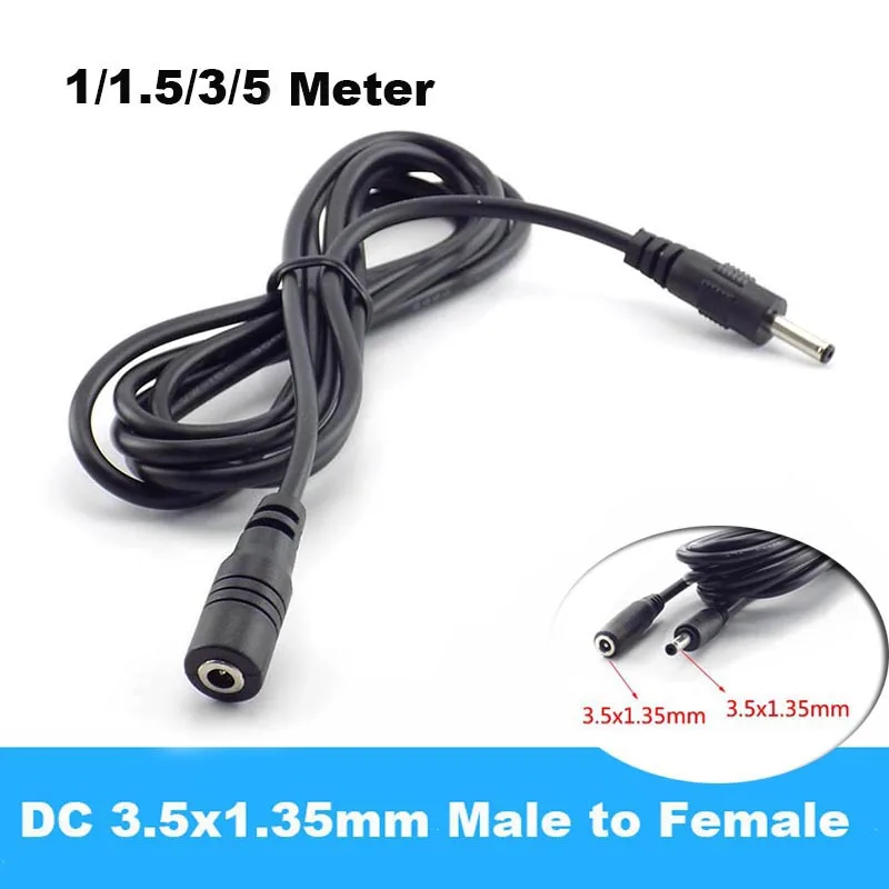 5-24V 5A DC Power Extension Cord Cable 3.5mmx1.35mm Jack Socket Connector Male to Female For CCTV Security Camera LED Strip D1