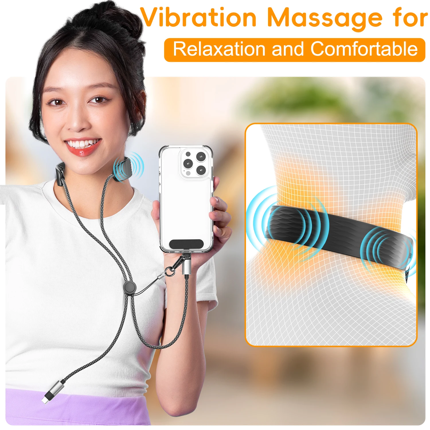 

Intelligent neck Vibration Massager With USB C 100W Fast charging Cable,For Electronic Devices with Type C Charging Port