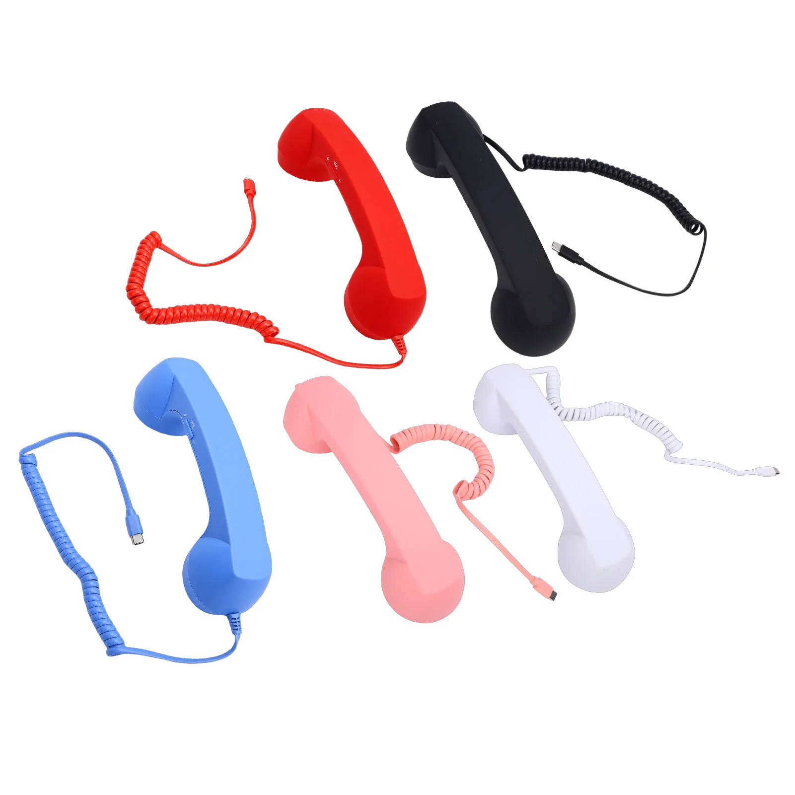 【New】Retro Phone Handset Type C Wired Telephone Handset Handheld Receiver with Mic and Speaker for Conference Call