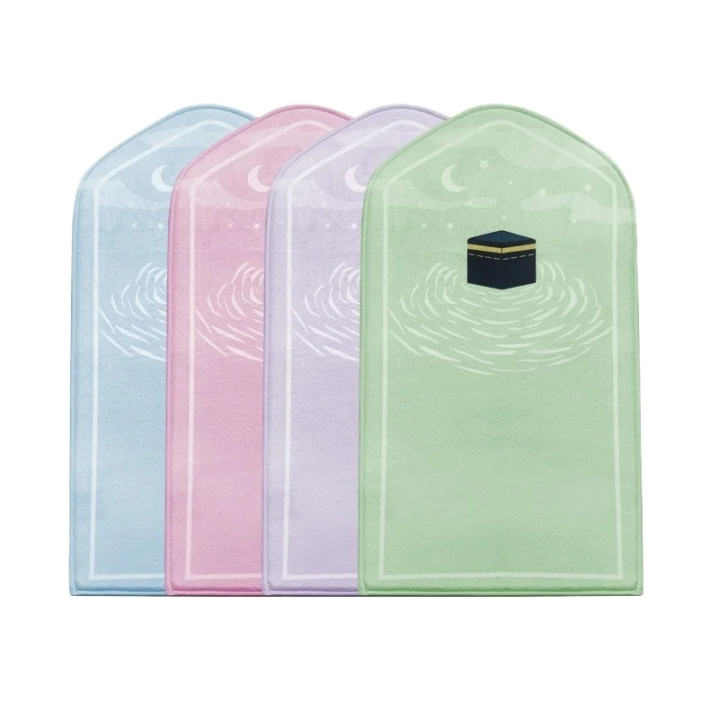 Premium Flannel Prayer Rug Thickened Soft Mat Non Slip Backing Portable Foldable for Ramadan Travel Mosque Home Celebration