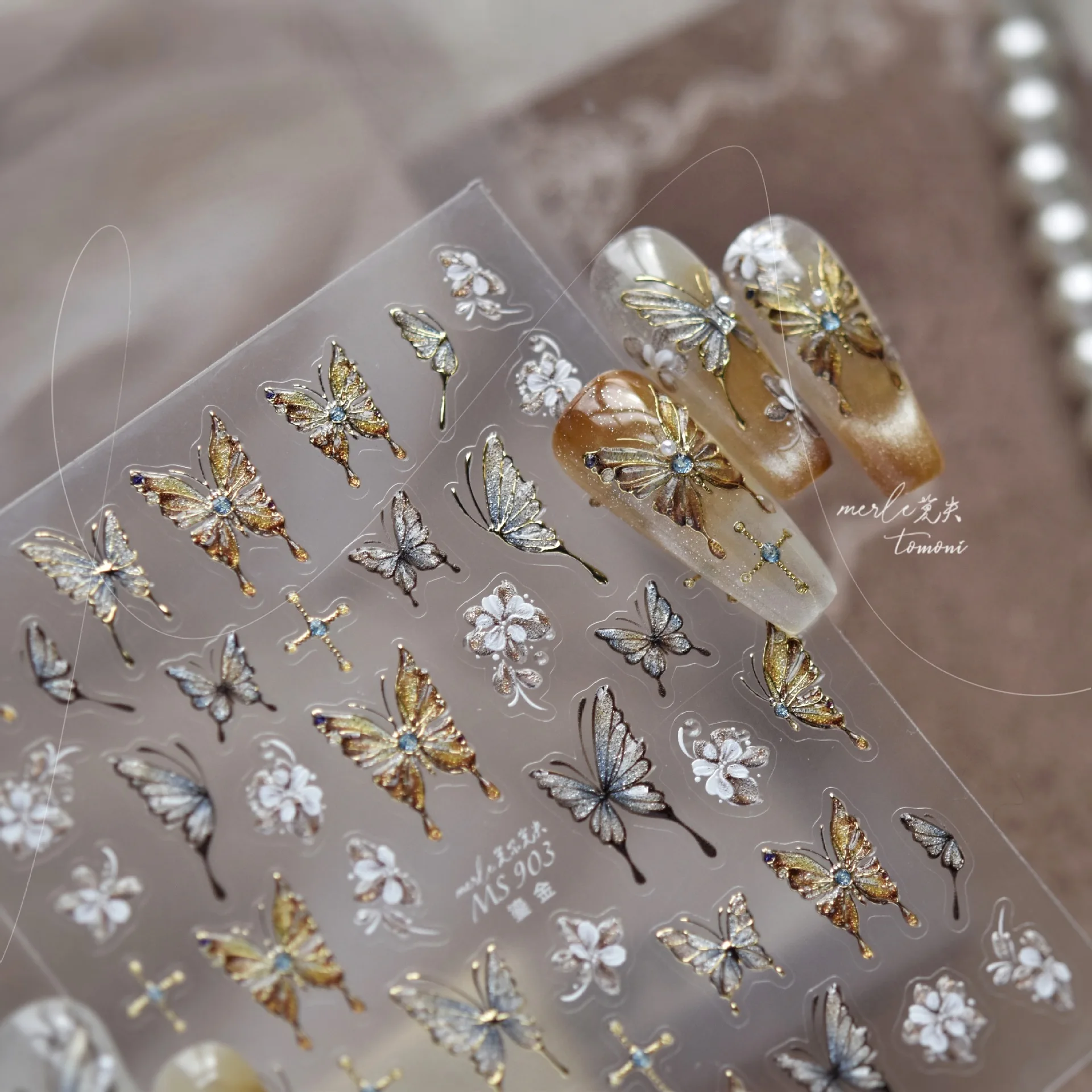 5D Relief vergoldetes Gelee Schmetterling Kreuz Nail Art Aufkleber Glitzer Gold Luxus Aufkleber für Maniküre DIY Charms Zubehör