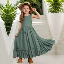 Princess Girls Cotton FlowerFloor Long Party Dress Teenager Baby Kids Christmas Dresses Children Clothes for 4 6 7 8 10 12y