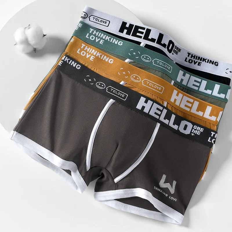 

1Pcs Men Cotton Boxer Shorts Panties Underwear3 Colors L XL 2XL 3XL Soft Letter Belt Breathable Soft Fashion Sports