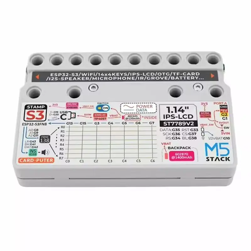 AA08-M5stack Cardcomputer Stamps3 Microcontroller 56 Key Keyboard Card Computer DIY Electronics