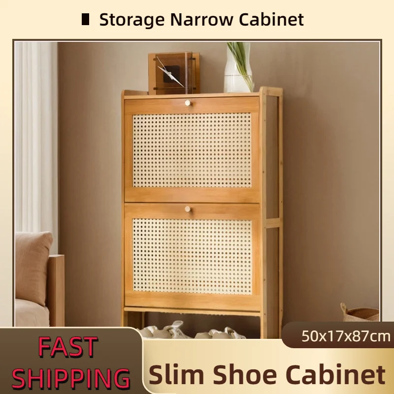 

Тонкий отдельно стоящий шкаф для обуви, 2 откидных ящика, регулируемые полки, аккуратная скрытая полка для хранения для прихожей, прихожей, спальни